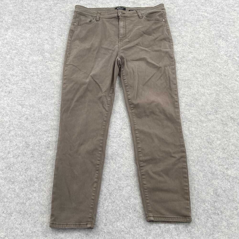 Buffalo David Bitton Pants Womens 14 (34x25) Brown High Rise Ankle Stretch